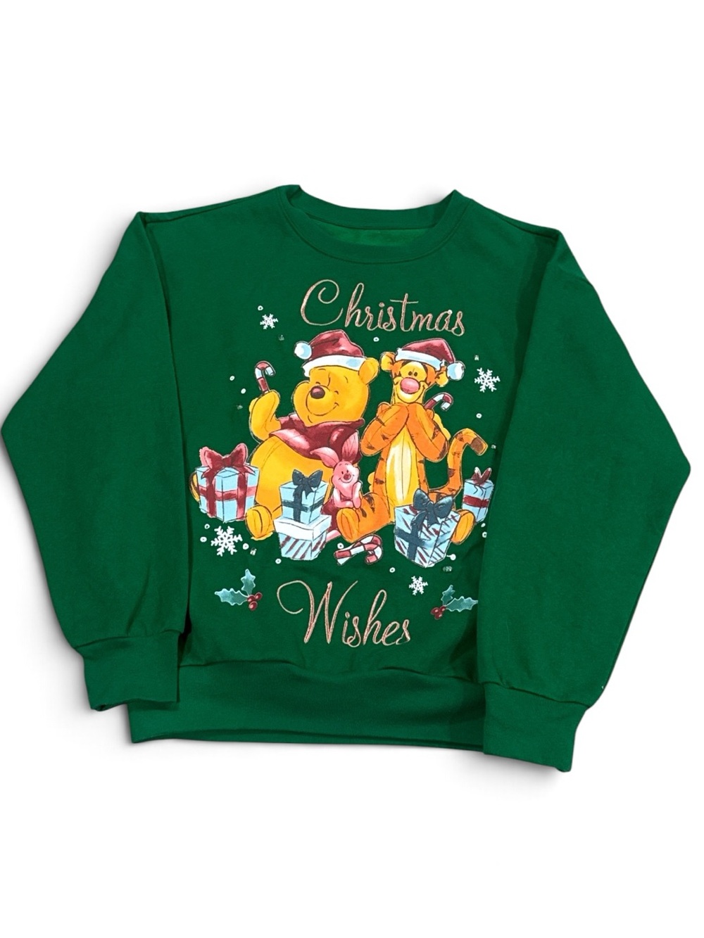 Disney Winnie the Pooh Women's Holiday Graphic Light Up Sweatshirt Green Xmas